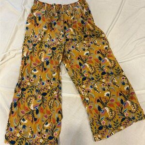 SOLD•Joyspun Wide Leg Double Gauze Lounge Pant Multicolor Floral Mustard